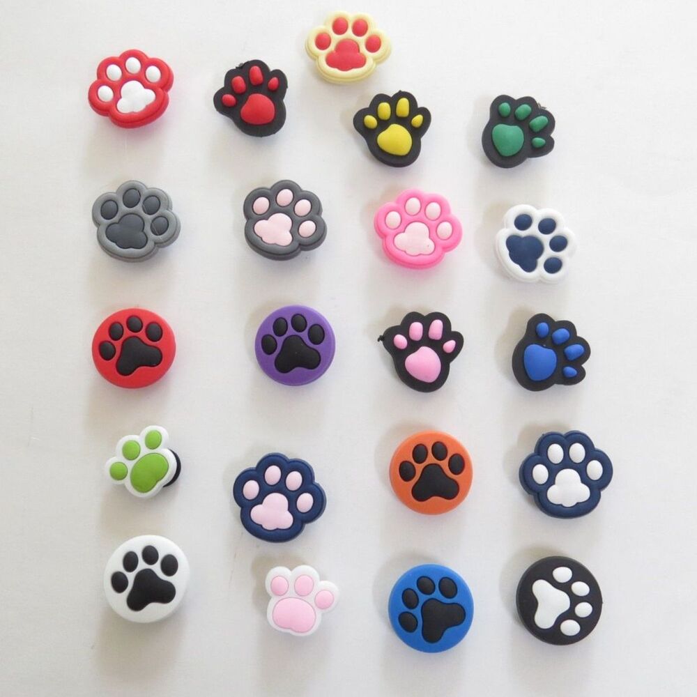Paw Print Shoe Charms for Clogs or Sandals  21 pieces multi color NWT